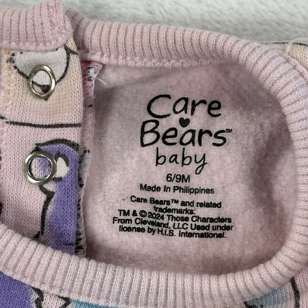 Care Bears Baby Girl 2 Piece Outfit Set Pink Bear Print 6-9 Months Ribbed